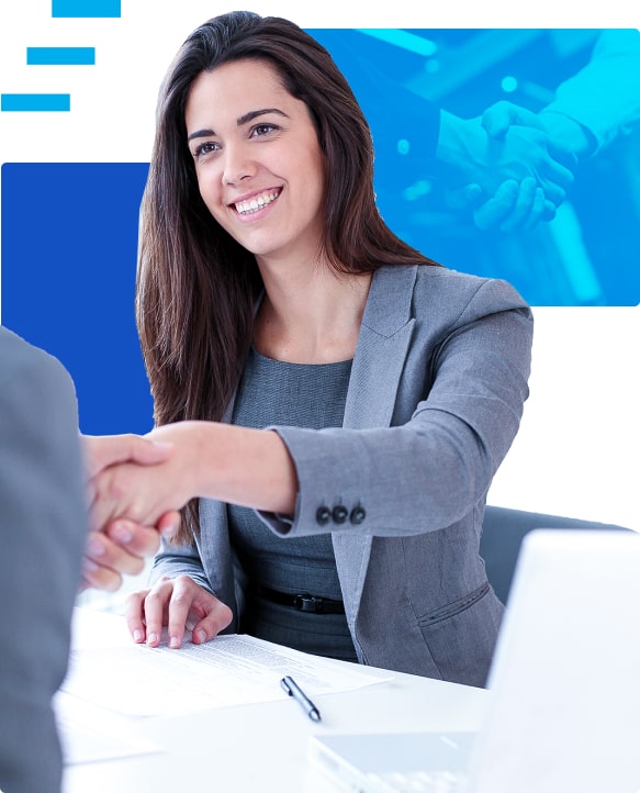 Woman smiling and shaking hand