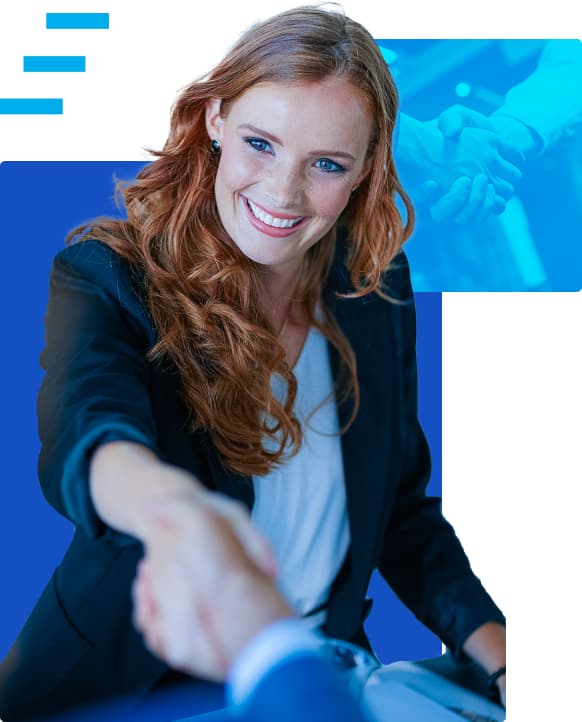 Woman smiling and shaking hand